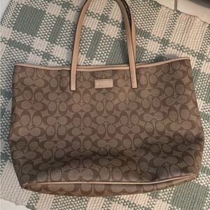 Coach Tan and Brown Signature Tote